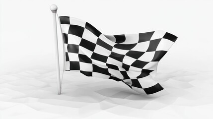 Checkered Flag Waving on a White Background