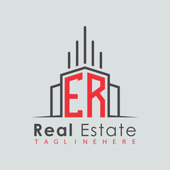 Obraz premium initial monogram logo for real estate with Home and Building shape creative design. 
