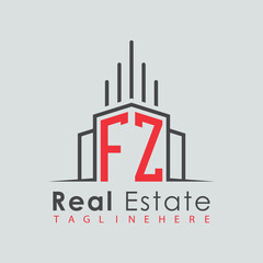 Obraz premium initial monogram logo for real estate with Home and Building shape creative design. 