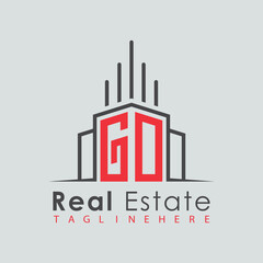 Obraz premium initial monogram logo for real estate with Home and Building shape creative design. 