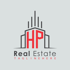 Obraz premium initial monogram logo for real estate with Home and Building shape creative design. 