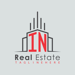 Obraz premium initial monogram logo for real estate with Home and Building shape creative design. 