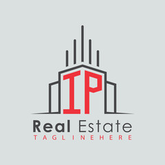 Obraz premium initial monogram logo for real estate with Home and Building shape creative design. 