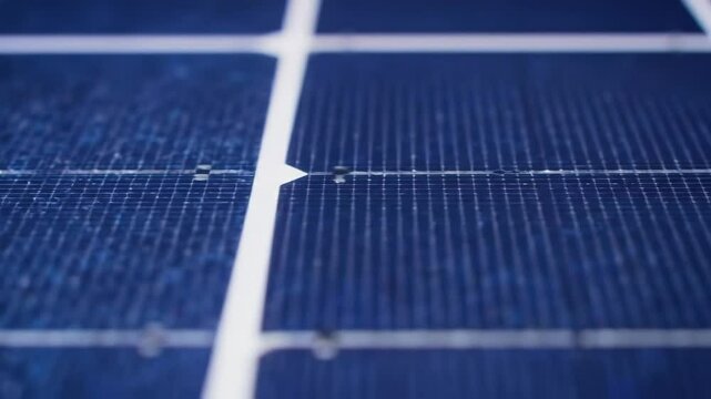 Close-Up View of a Solar Panel with Detailed Texturing and Grid Pattern, Showcasing Clean Energy Technology for Sustainable Power Generation