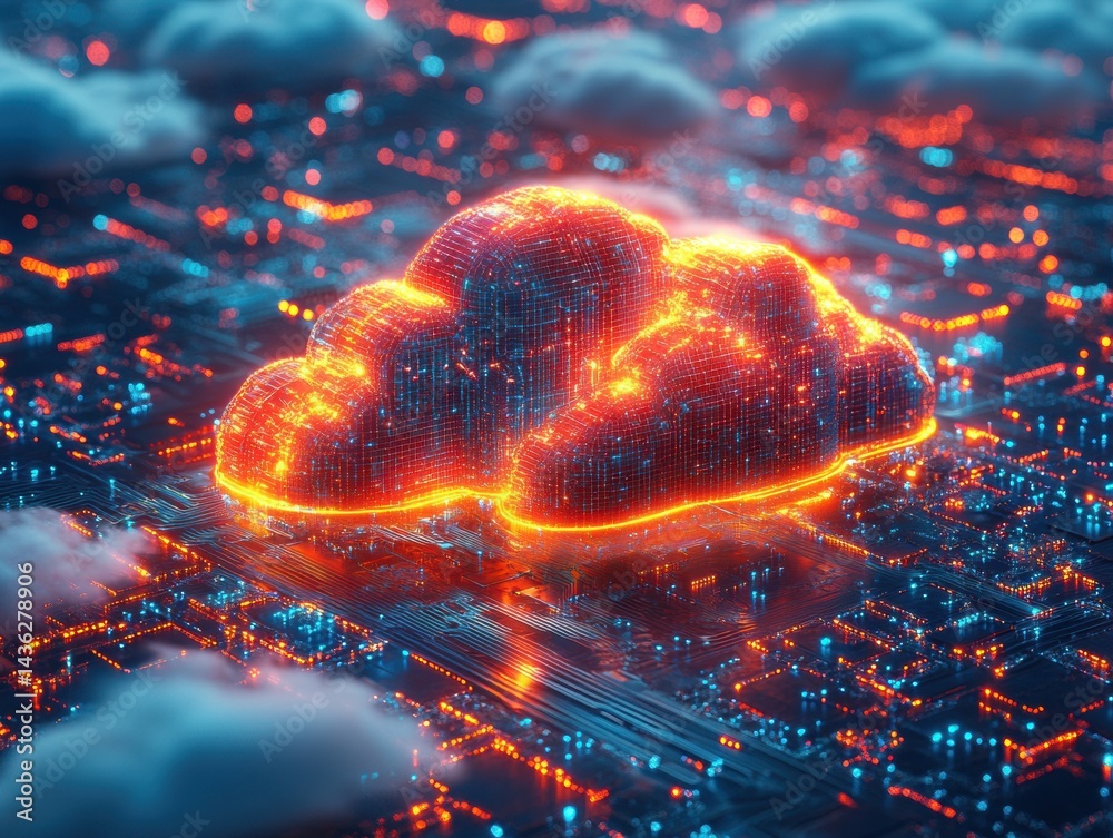 Aufkleber fire and cloud computing conceptual image