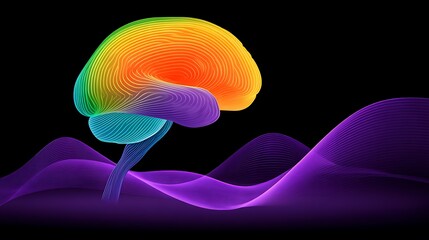 Obraz premium An abstract representation of a brain with vibrant colors and a wavy background