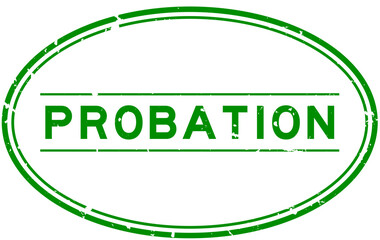 Grunge green probation word oval rubber seal stamp on white background