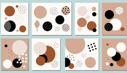 Abstract Geometric Art Prints Set_Modern Circle and Dot Wall Decor_Minimalist Neutral Tone Artwork_Contemporary Home Interior Design Posters