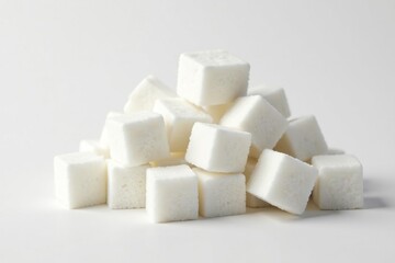 White sugar cubes arranged on white background, candy, bakery