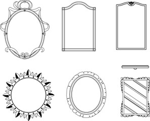 vector sketch illustration silhouette design of mirror glass for make up in bathroom