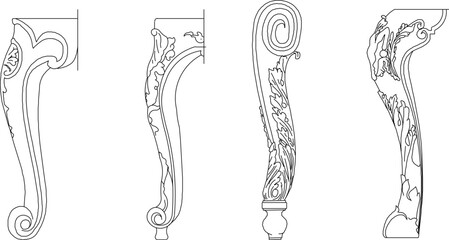 vector sketch illustration silhouette design of table and chair legs with Neoclassical Style Decor classic vintage abstract modern