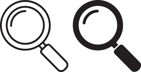 Two Magnifying Glass Icons In Black And White Vector Style Design