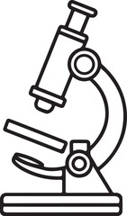 Black And White Microscope Outline Vector Illustration For Science And Research