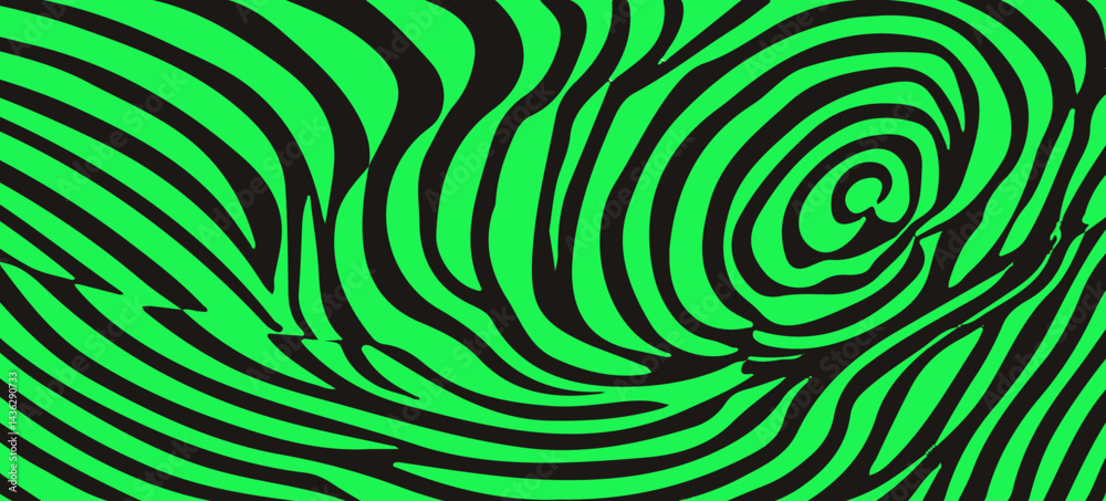 Aufkleber Abstract vector illustration of wavy green and black lines, forming a dynamic, flowing pattern resembling waves or organic shapes, creating a sense of motion and fluidity.