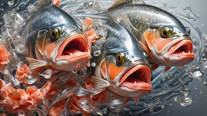 Fresh Atlantic Salmon Isolated on White Background