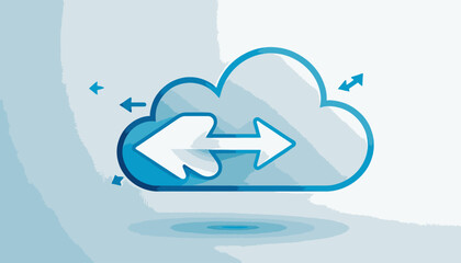 Cloud Data Transfer Illustration for Web Developers_Data Migration Conceptual Graphic with Arrows for Secure Cloud Computing Services & File Sharing