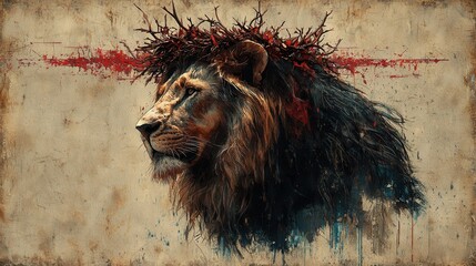 Lion with crown of thorns