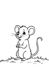 Cute Mouse Sits On Grass Smiling