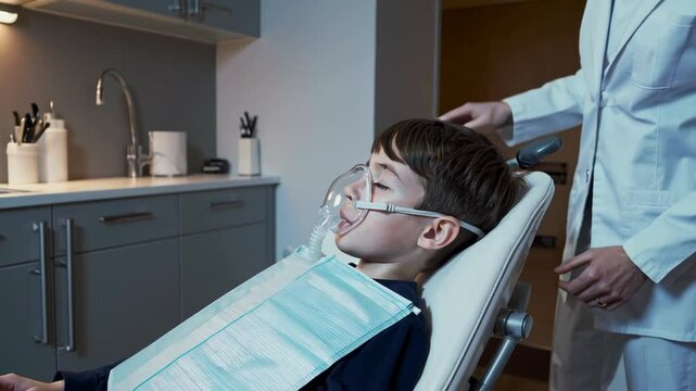 Child undergoing dental sedation in modern clinic