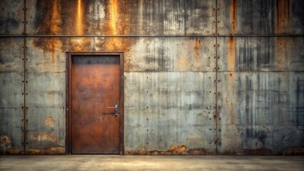 Rustic Metal Doorway Weathered Steel Panels and Aged Metal Door in Industrial Setting