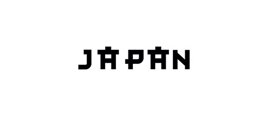 Stylized inscription Japan on a transparent background