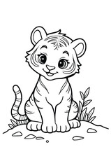 Cute Baby Tiger Illustration For Coloring