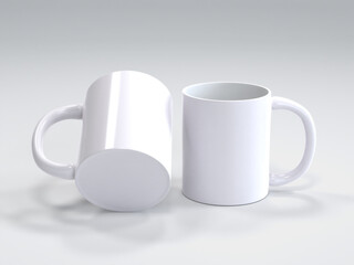 Realistic White Mug on Minimal Background.