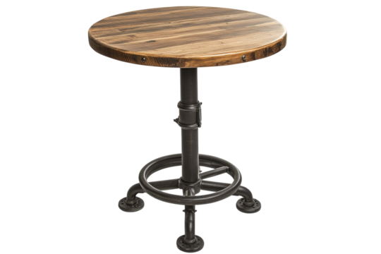 Adjustable Height Bar Table With Industrial  isolated on a transparent backgroun