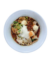 Over-seasoned Thai boat noodles overloaded with sugar and chili, highlighting unhealthy eating habits. Excessive condiments impact health