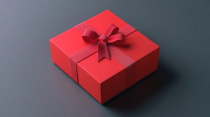 Obraz premium Red Square Gift Box with Red Ribbon and Bow
