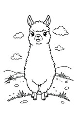 Cute Llama Stands In A Meadow Happy