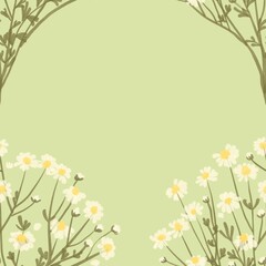 Obraz premium Seamless watercolour and unique floral pattern background for covers, notes, Soft backgrounds colour. Watercolour art work. Flower stalk. Camomile flower. 