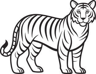 tiger outline vector illustration on white background