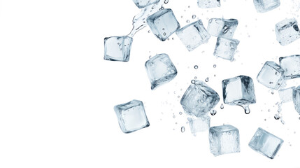 Fresh Ice Cubes Falling Against a Dark Background for Refreshing Beverages and Cool Drinks on transparent background