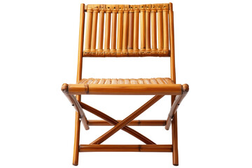 Bamboo Folding Chair With Satin Smooth  isolated on a transparent background