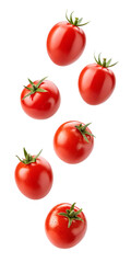 Falling cherry tomato isolated on transparent background