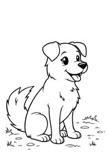 Fototapeta premium Happy Cartoon Dog Sitting Outside