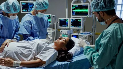 C-section preparation with medical team - Powered by Adobe