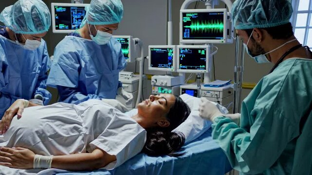 C-section preparation with medical team - Powered by Adobe