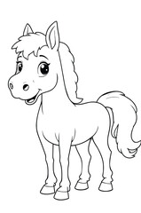 Cartoon Horse Line Art Standing