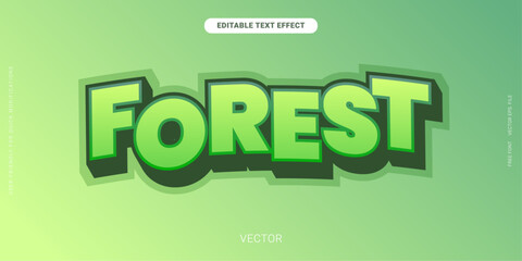 Editable Bold Green Gradient Color Forest Text Effect for Branding, Logo, Creative design