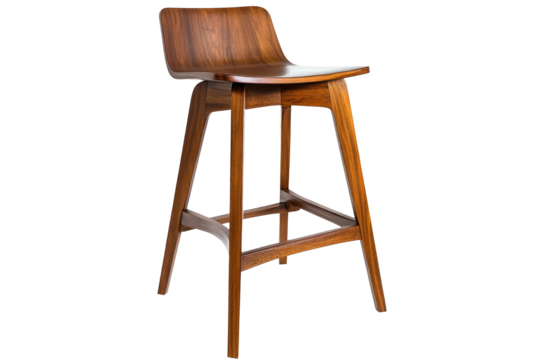 Contemporary Wood Barstool With Curved  isolated on a transparent background