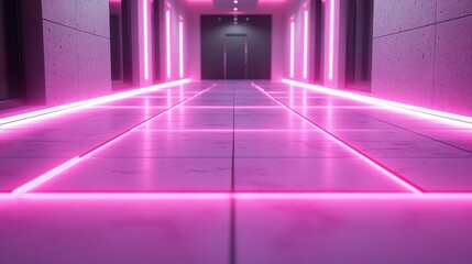 Neon Pink Hallway: Futuristic Interior Design