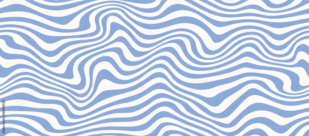 Aufkleber 10Vector seamless pattern. Abstract op art texture with bold monochrome wavy stripes. Creative background with distorted lines. Decorative black and white striped design with distortion effect.