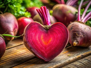 Heart Shaped Vegetable Photography:  Rule of Thirds Composition,  Romantic Food Styling, Beetroot,  Sweet Potato,  Unique Produce,  Healthy Eating