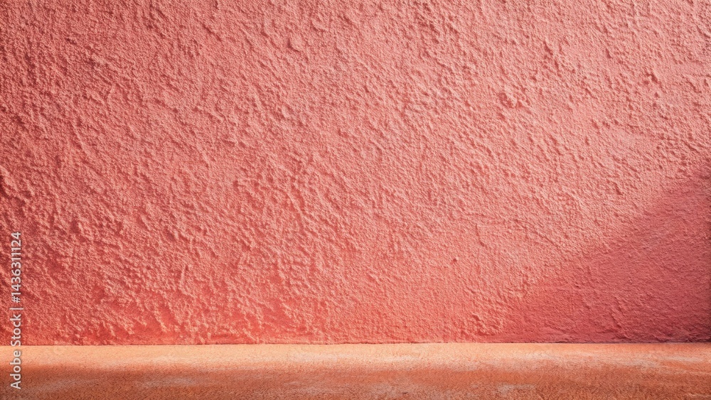 Aufkleber A Textured Coral Wall with a Subtle Shadow and a Matching Ground Plane Offers a Versatile Background for Various Design Projects