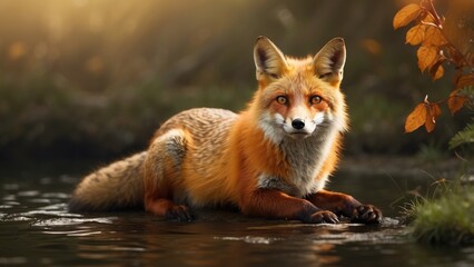 Fototapeta premium Red Fox in Snowy Wilderness: Stunning Wildlife Photography