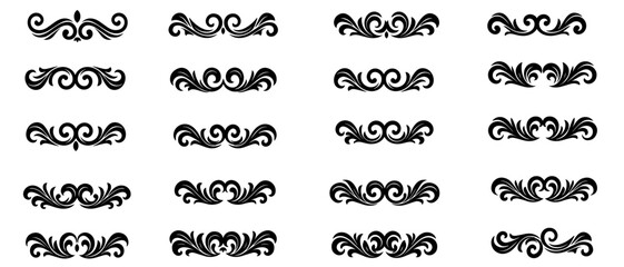 Vintage Floral Ornament Set in transparent background .eps 10