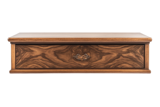 Floating Walnut Nightstand With Push To  isolated on a transparent background