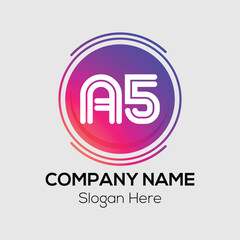 Abstract logo design concept features a modern vector icon as a symbol for business and technology with A5 Logo design template